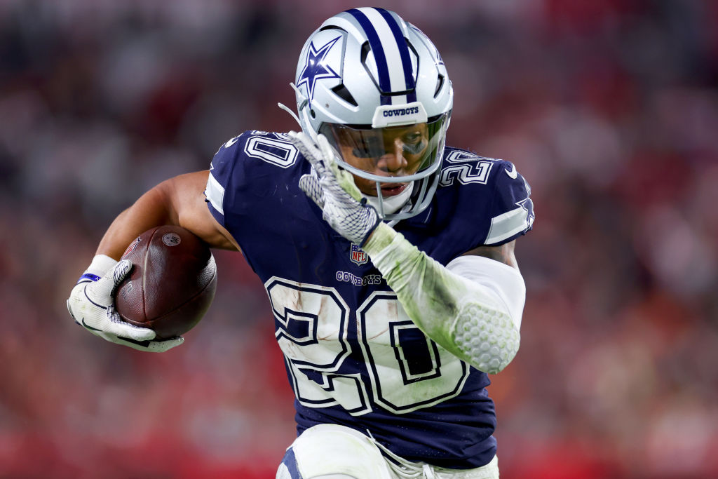 Tony Pollard of the Dallas Cowboys carries the ball against the